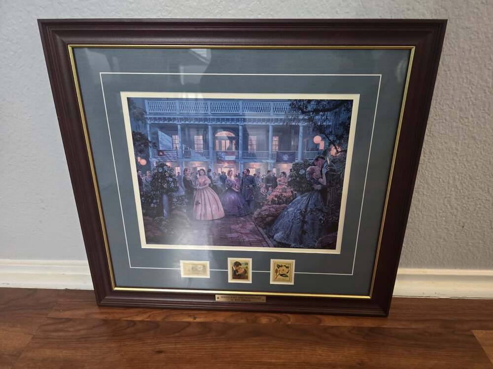 Mort Kunstler Moonlight and Magnolias Framed Signed Print Civil War No COA